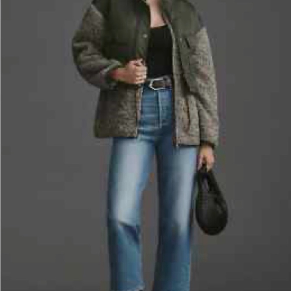 Avec Les Filles Olive and Charcoal Teddy Jacket